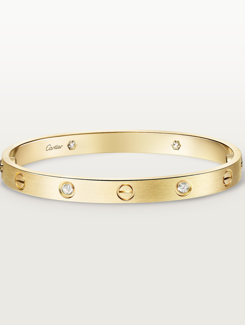 LOVE bracelet, classic model, brushed, 4 diamonds