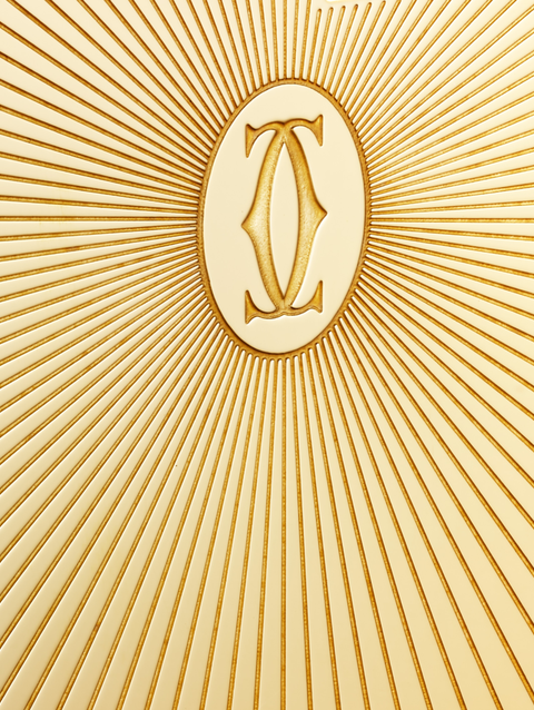 Double C de Cartier logo square lighter with Sunray motif in yellow-gold finish